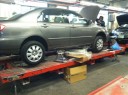 Professional vehicle lifting equipment at Car Kraft Auto Body, located at Englewood, NJ, 07631, allows our damage estimators a clear view of all collision related damages.