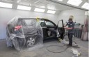 A clean and neat refinishing preparation area allows for a professional job to be done at Dick Hannah's Longview Collision Center, Longview, WA, 98632.