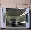 A clean and neat refinishing preparation area allows for a professional job to be done at Frank's Auto Body Inc., Henderson, NV, 89011.