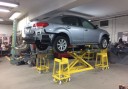 Professional vehicle lifting equipment at Dan's Auto Collision, located at Brooklyn, NY, 11236, allows our damage technicians a clear view of what might be causing the problem.